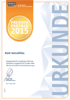 Urkunde Klett Immobilien Premium Immobilienmakler 2015