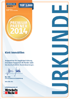 Urkunde Klett Immobilien Premium Immobilienmakler 2014