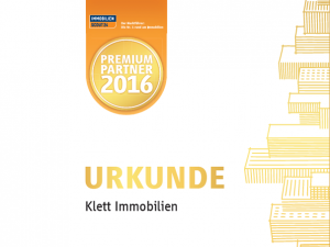 Urkunde Klett Immobilien Premium Immobilienmakler 2016